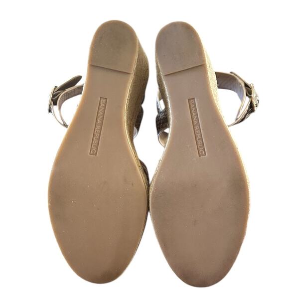 Banana Republic Leather Espadrille Wedge Sandal Women's 8 Snake Print Buckle - Picture 6 of 8